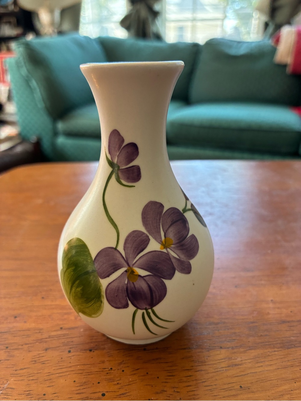 Vintage E. Radford England Ceramic Bud Vase Hand-painted Purple Violets.